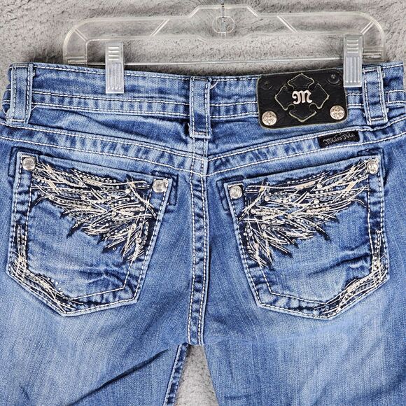 Miss Me Jeans 28 Womens Denim Boot Cut Embellished Rhinestone Pockets Bling - Picture 3 of 11